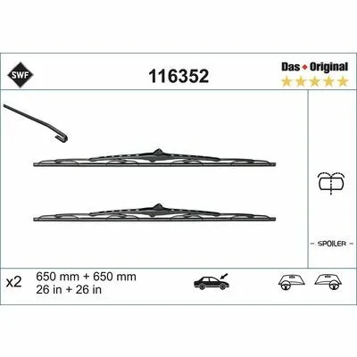 Vendita Finale SWF DAS ORIGINAL SET 116352 Spazzola Tergi