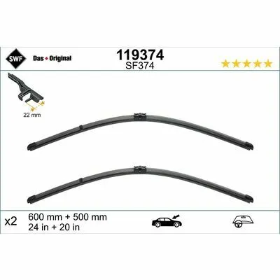 SWF Original Visioflex Set 119374 Spazzola Tergi Reso Gratuito