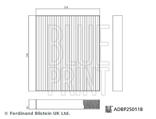 BLUE PRINT ADBP250118 - Filtro, Aria abitacolo ATP Autoricambi Esclusivo