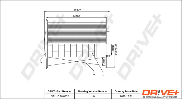 Dr!ve+ DP1110.10.0032 - Filtro aria ATP Autoricambi A Buon Prezzo