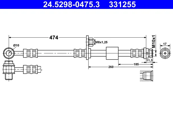 ATE 24.5298-0475.3 - Flessibile del freno ATP Autoricambi Acquista Ora