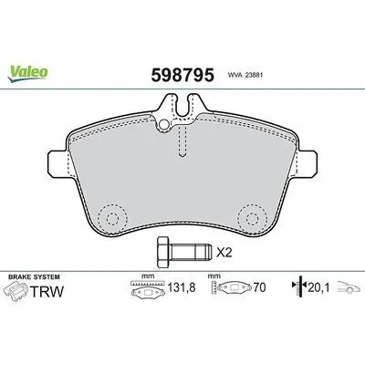 VALEO 598795 Kit Pastiglie Freno, Freno a Disco Soddisfatti O Rimborsati