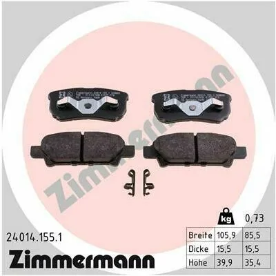 ZIMMERMANN 24014.155.1 Kit Pastiglie Freno, Freno a Disco Ultimissimo Modello