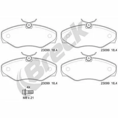 BRECK 23099 00 703 00 Kit Pastiglie Freno, Freno a Disco Esclusivo