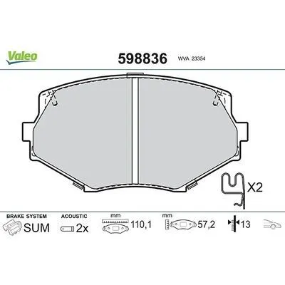 VALEO 598836 Kit Pastiglie Freno, Freno a Disco Solo Oggi