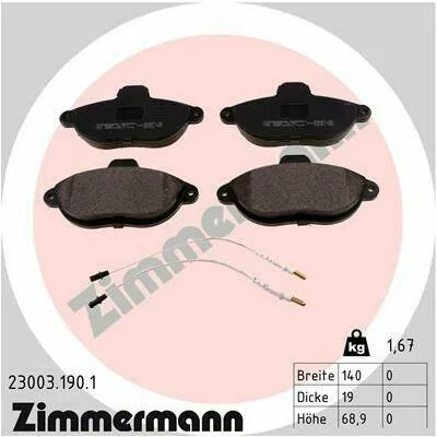 Prezzo Di Fabbrica ZIMMERMANN 23003.190.1 Kit Pastiglie Freno, Freno a Disco