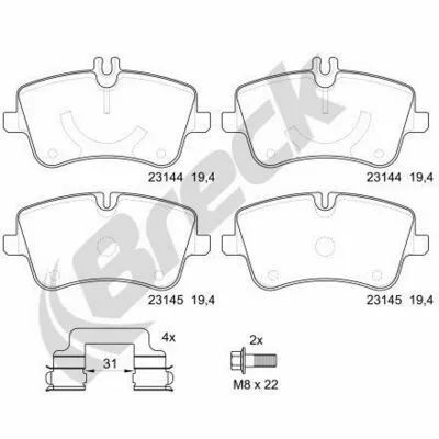 Spedizione Espresso BRECK 23144 00 701 20 Kit Pastiglie Freno, Freno a Disco