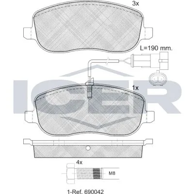 ICER 181732-700 Kit Pastiglie Freno, Freno a Disco Prezzo Di Fabbrica