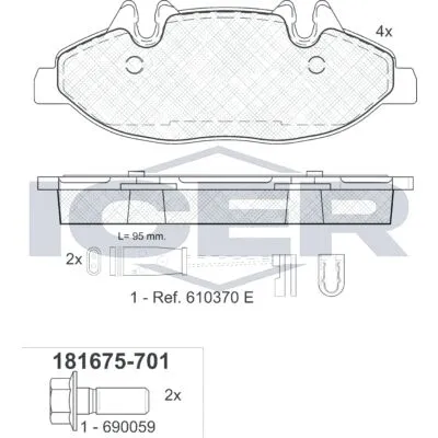 Scelto Dai Clienti ICER 181675-701 Kit Pastiglie Freno, Freno a Disco