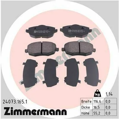 Prezzo Ridotto ZIMMERMANN 24073.165.1 Kit Pastiglie Freno, Freno a Disco