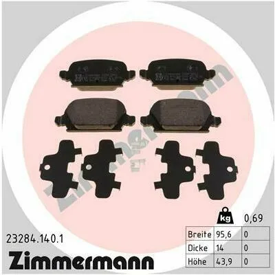 ZIMMERMANN 23284.140.1 Kit Pastiglie Freno, Freno a Disco Prezzo Di Fabbrica