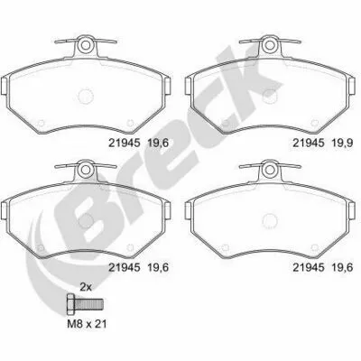 Professionale BRECK 21945 10 701 00 Kit Pastiglie Freno, Freno a Disco