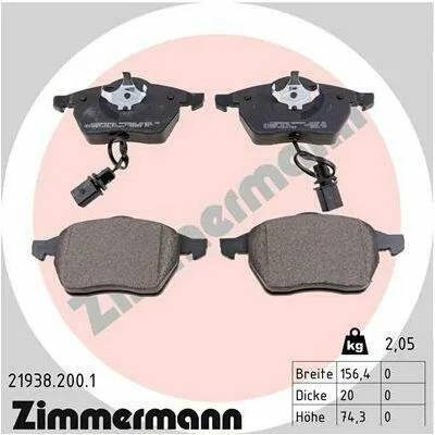 Solo Oggi ZIMMERMANN 21938.200.1 Kit Pastiglie Freno, Freno a Disco