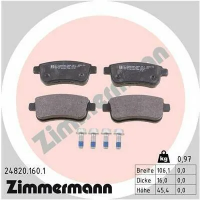 Promozione Esclusiva ZIMMERMANN 24820.160.1 Kit Pastiglie Freno, Freno a Disco