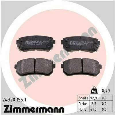 ZIMMERMANN 24320.155.1 Kit Pastiglie Freno, Freno a Disco Popolare