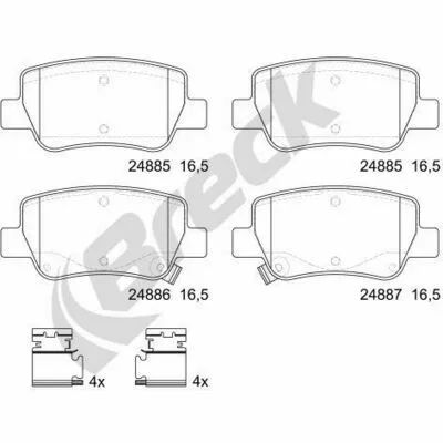 BRECK 24885 00 704 10 Kit Pastiglie Freno, Freno a Disco Reso Gratuito