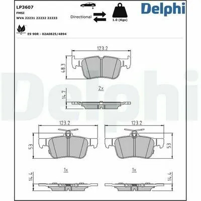 DELPHI LP3607 Kit Pastiglie Freno, Freno a Disco Esclusivo