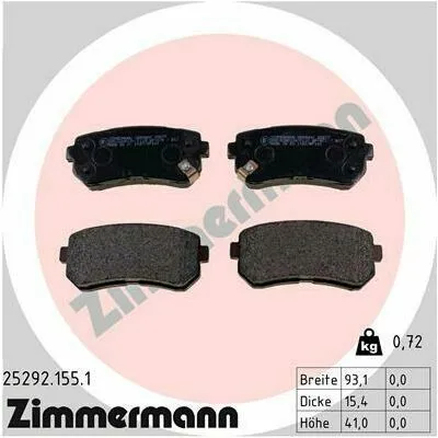Solo Oggi ZIMMERMANN 25292.155.1 Kit Pastiglie Freno, Freno a Disco