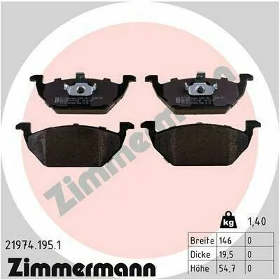 ZIMMERMANN 21974.195.1 Kit Pastiglie Freno, Freno a Disco Promozione Esclusiva