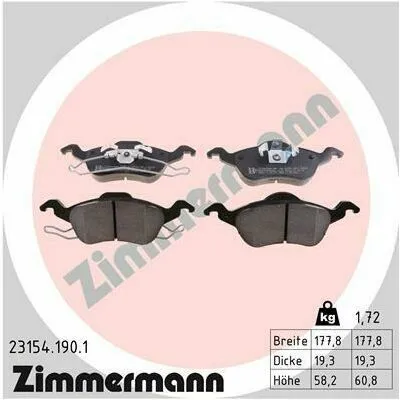 ZIMMERMANN 23154.190.1 Kit Pastiglie Freno, Freno a Disco Consegna Rapida