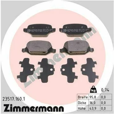 ZIMMERMANN 23517.160.1 Kit Pastiglie Freno, Freno a Disco Di Tendenza