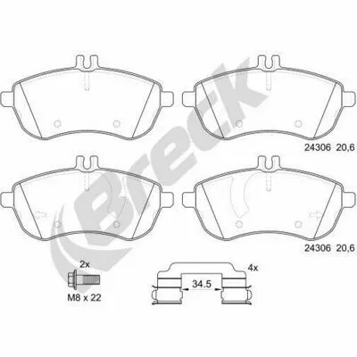 Affare BRECK 24306 00 701 00 Kit Pastiglie Freno, Freno a Disco