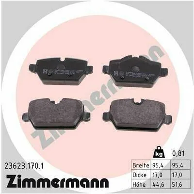 ZIMMERMANN 23623.170.1 Kit Pastiglie Freno, Freno a Disco Compra Online