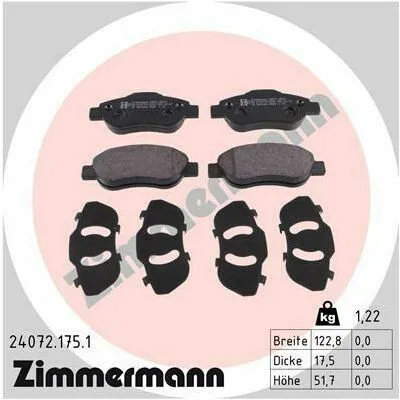 Più Venduto ZIMMERMANN 24072.175.1 Kit Pastiglie Freno, Freno a Disco