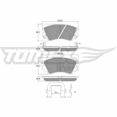 Quantità Limitata TOMEX BRAKES TX 16-34 Kit Pastiglie Freno, Freno a Disco