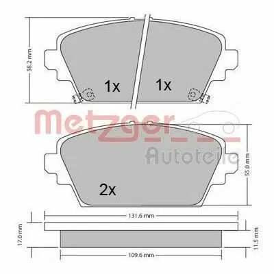 Bestseller METZGER 1170124 Kit Pastiglie Freno, Freno a Disco