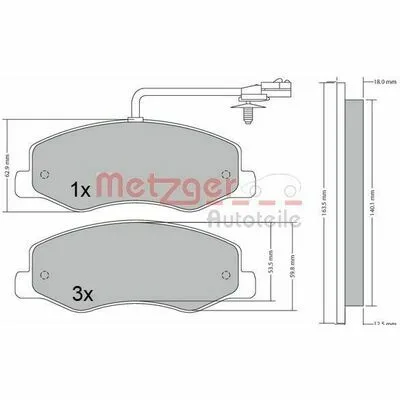 Subito Disponibile METZGER 1170595 Kit Pastiglie Freno, Freno a Disco