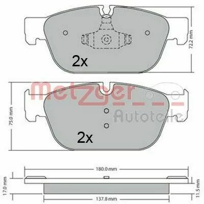 Di Tendenza METZGER GREENPARTS 1170619 Kit Pastiglie Freno, Freno a Disco