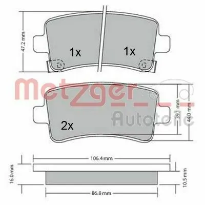 METZGER 1170152 Kit Pastiglie Freno, Freno a Disco Bestseller