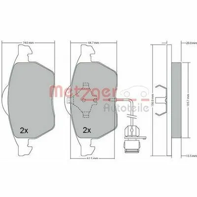 Di Tendenza METZGER 1170225 Kit Pastiglie Freno, Freno a Disco