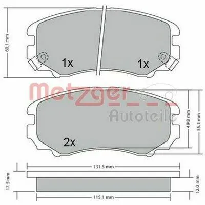 Direttamente Dal Produttore METZGER 1170262 Kit Pastiglie Freno, Freno a Disco