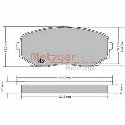 METZGER 1170654 Kit Pastiglie Freno, Freno a Disco Consegna Rapida