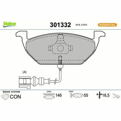 VALEO ESSENTIAL 301332 Kit Pastiglie Freno, Freno a Disco Economico