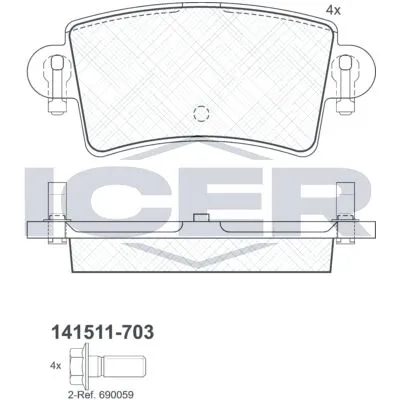 ICER 141511-703 Kit Pastiglie Freno, Freno a Disco Occasione