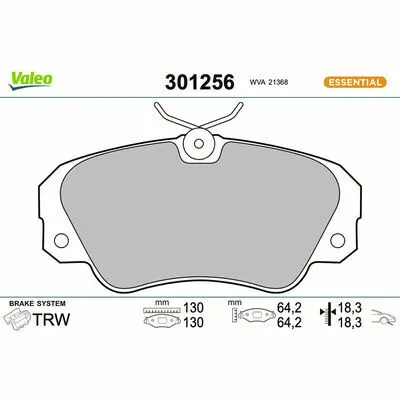 VALEO ESSENTIAL 301256 Kit Pastiglie Freno, Freno a Disco Popolare