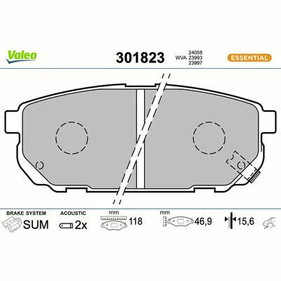 VALEO ESSENTIAL 301823 Kit Pastiglie Freno, Freno a Disco Prezzo Basso