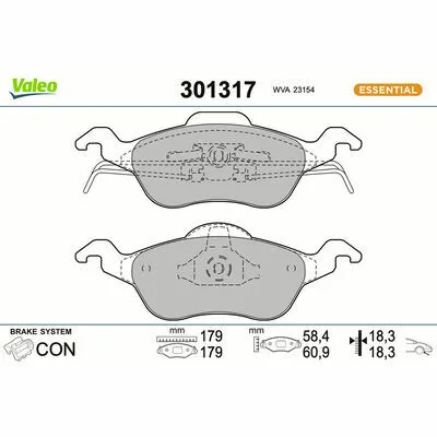 VALEO ESSENTIAL 301317 Kit Pastiglie Freno, Freno a Disco Ultimissimo Modello