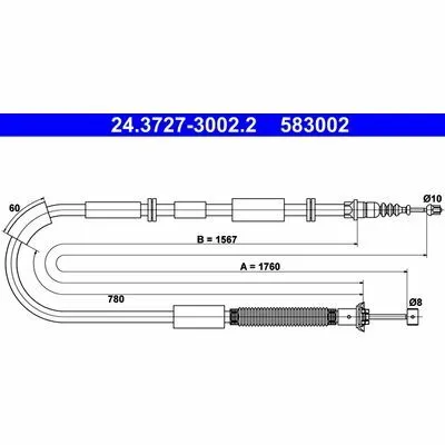 ATE 24.3727-3002.2 Cavo Comando, Freno Stazionamento Ultime Pezzi