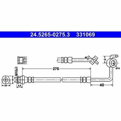 ATE 24.5265-0275.3 Flessibile del Freno Prezzo Conveniente