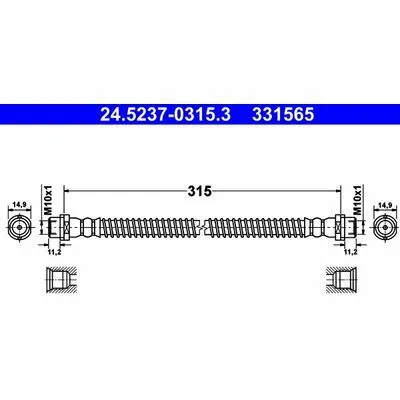 ATE 24.5237-0315.3 Flessibile del Freno Solo Oggi