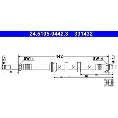 ATE 24.5105-0442.3 Flessibile del Freno Ultimissimo Modello