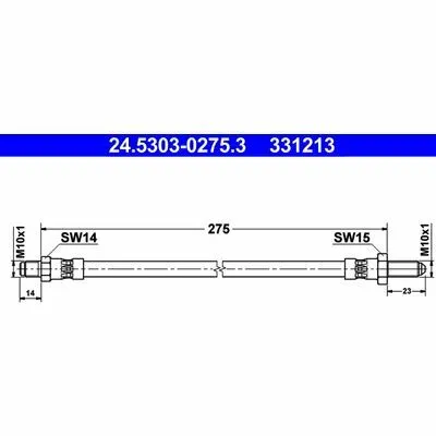 ATE 24.5303-0275.3 Flessibile del Freno Consegna Rapida