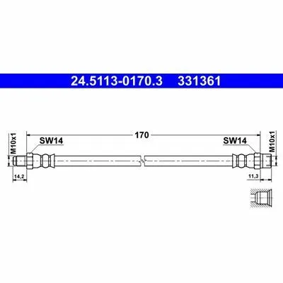 ATE 24.5113-0170.3 Flessibile del Freno Nuova Collezione