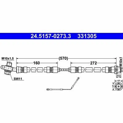 ATE 24.5157-0273.3 Flessibile del Freno Offerta