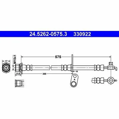 ATE 24.5262-0575.3 Flessibile del Freno Offerta Lampo