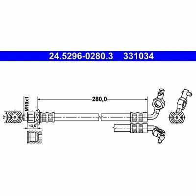 Bestseller ATE 24.5296-0280.3 Flessibile del Freno